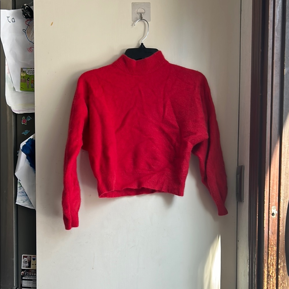 Kids Red Cozy Sweatshirt with High Neckline